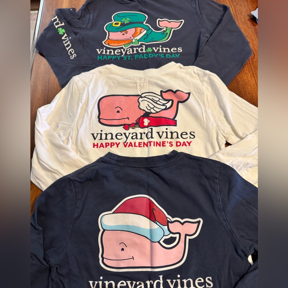 3x Vineyard Vines (size 5) long sleeve tees